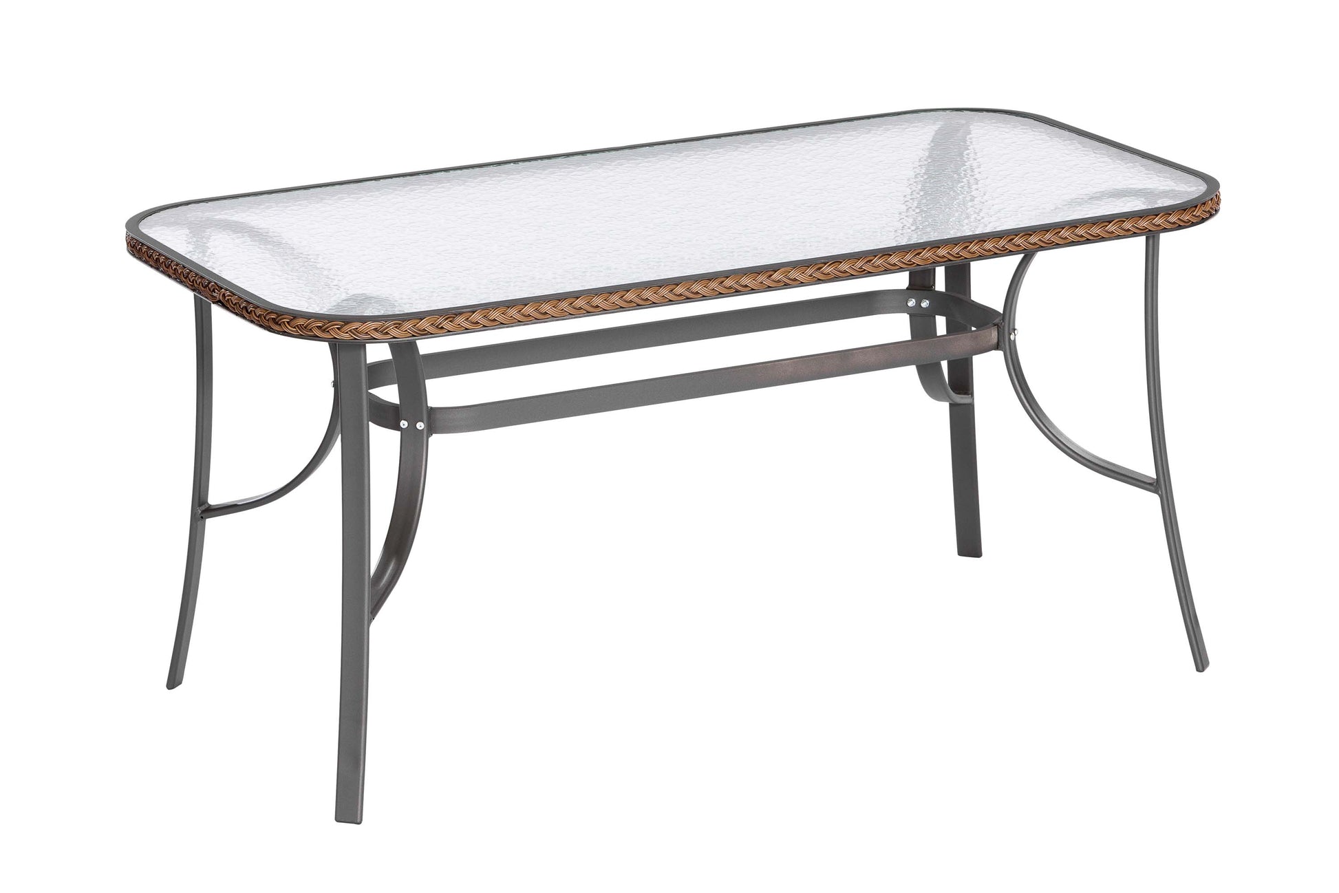 Roma Tisch 150 x 80 cm
Glasplatte mit Geflechtrand