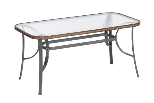 Roma Tisch 150 x 80 cm
Glasplatte mit Geflechtrand