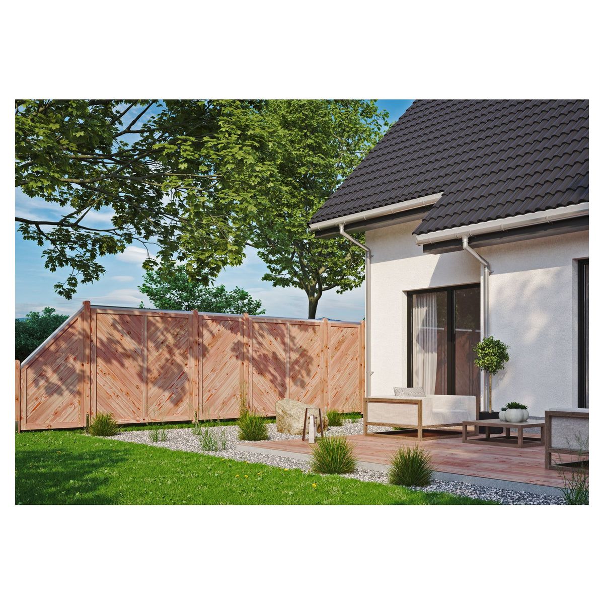 ESBJERG-Serie Lärche
90 x 180 cm
Rahmen 44/88 mm, Profilbretter 18/125 mm