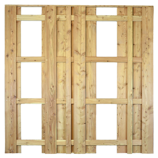 AALBORG-Serie, Lärche
180 x 180 cm, Riegel 28/70 mm,
Lamellen 16/140 mm und 16/60 mm
