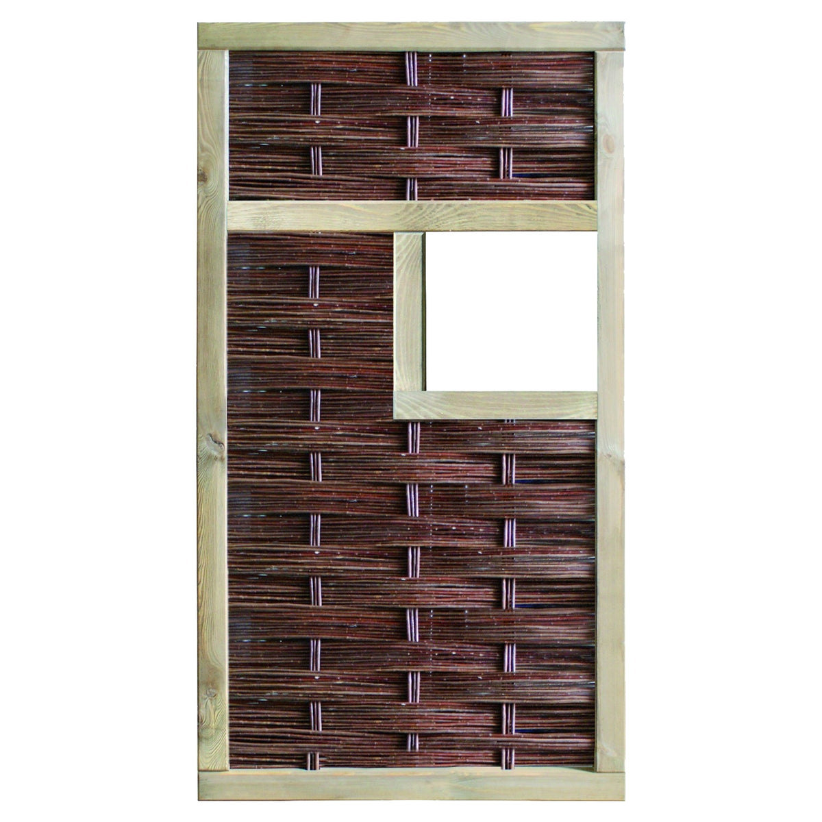 LABO-3D Weidengeflechtzaun
94 x 180 cm, 1 Fenster mittig
Rahmen 70 x 35 mm