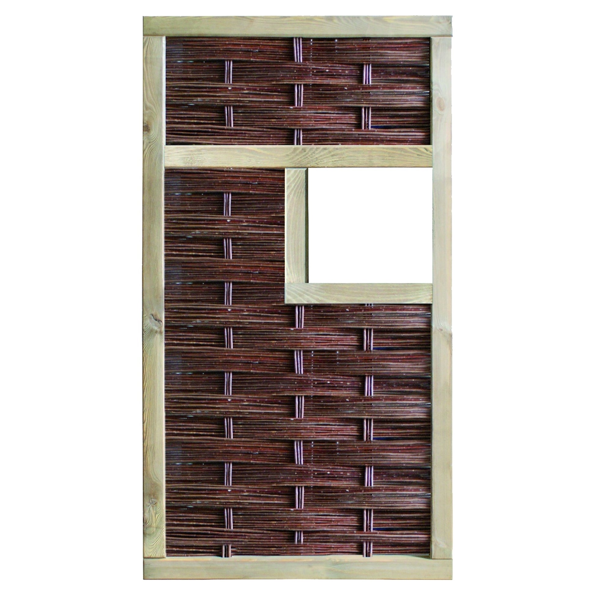 LABO-3D Weidengeflechtzaun
94 x 180 cm, 1 Fenster mittig
Rahmen 70 x 35 mm