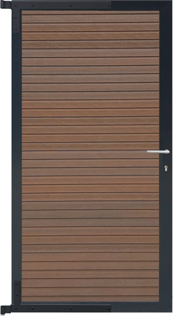WAREN-Tor-Komplettset
90 x 173 cm, Füllung teak
Rahmen anthrazit