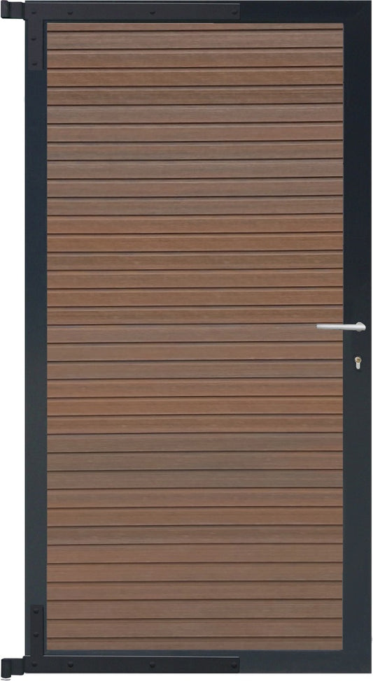 WAREN-Tor-Komplettset
90 x 173 cm, Füllung teak
Rahmen anthrazit
