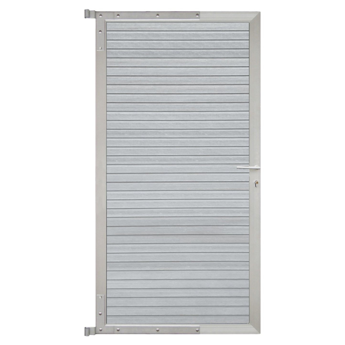 WAREN-Tor-Komplettset
90 x 173 cm, Füllung smoke white
Rahmen silber