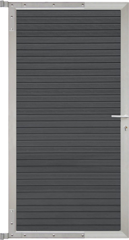 WAREN-Tor-Komplettset
90 x 173 cm, Füllung charcoal
Rahmen silber