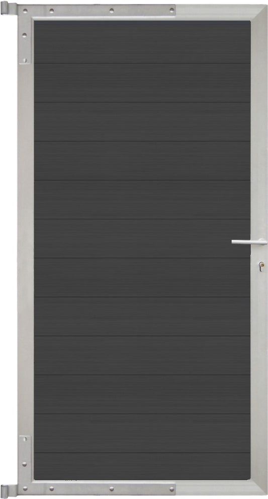 MAX-Tor-Komplettset
90 x 173 cm, Füllung charcoal
Rahmen silber
