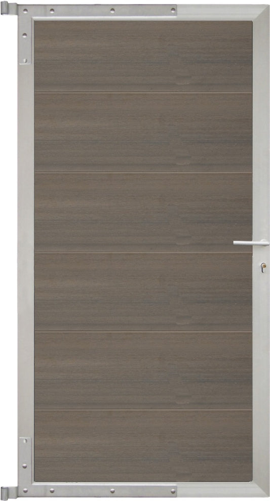 ELZE-Tor-Komplettset
90 x 173 cm, Füllung grau
Rahmen silber