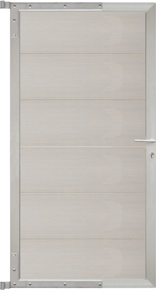 ELZE-Tor-Komplettset
90 x 173 cm, Füllung beige
Rahmen silber
