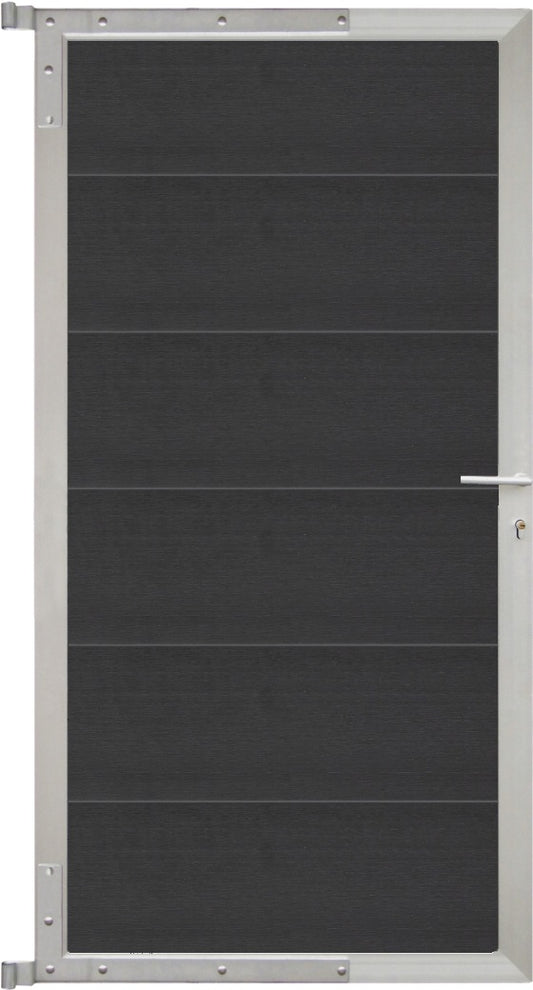ELZE-Tor-Komplettset
90 x 173 cm, Füllung anthrazit
Rahmen silber