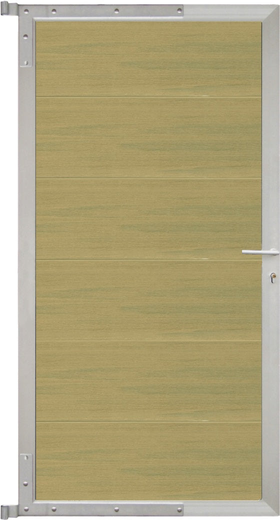 ELZE-Tor-Komplettset
90 x 173 cm, Füllung schilf
Rahmen silber