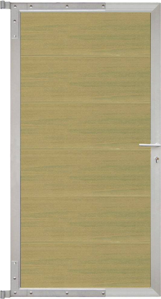 ELZE-Tor-Komplettset
90 x 173 cm, Füllung schilf
Rahmen silber