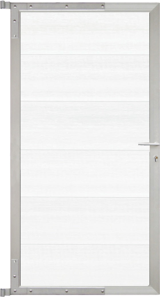ELZE-Tor-Komplettset
90 x 173 cm, Füllung weiß
Rahmen silber