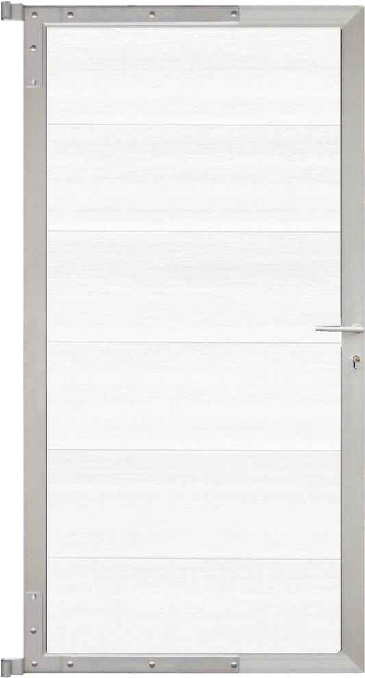 ELZE-Tor-Komplettset
90 x 173 cm, Füllung weiß
Rahmen silber