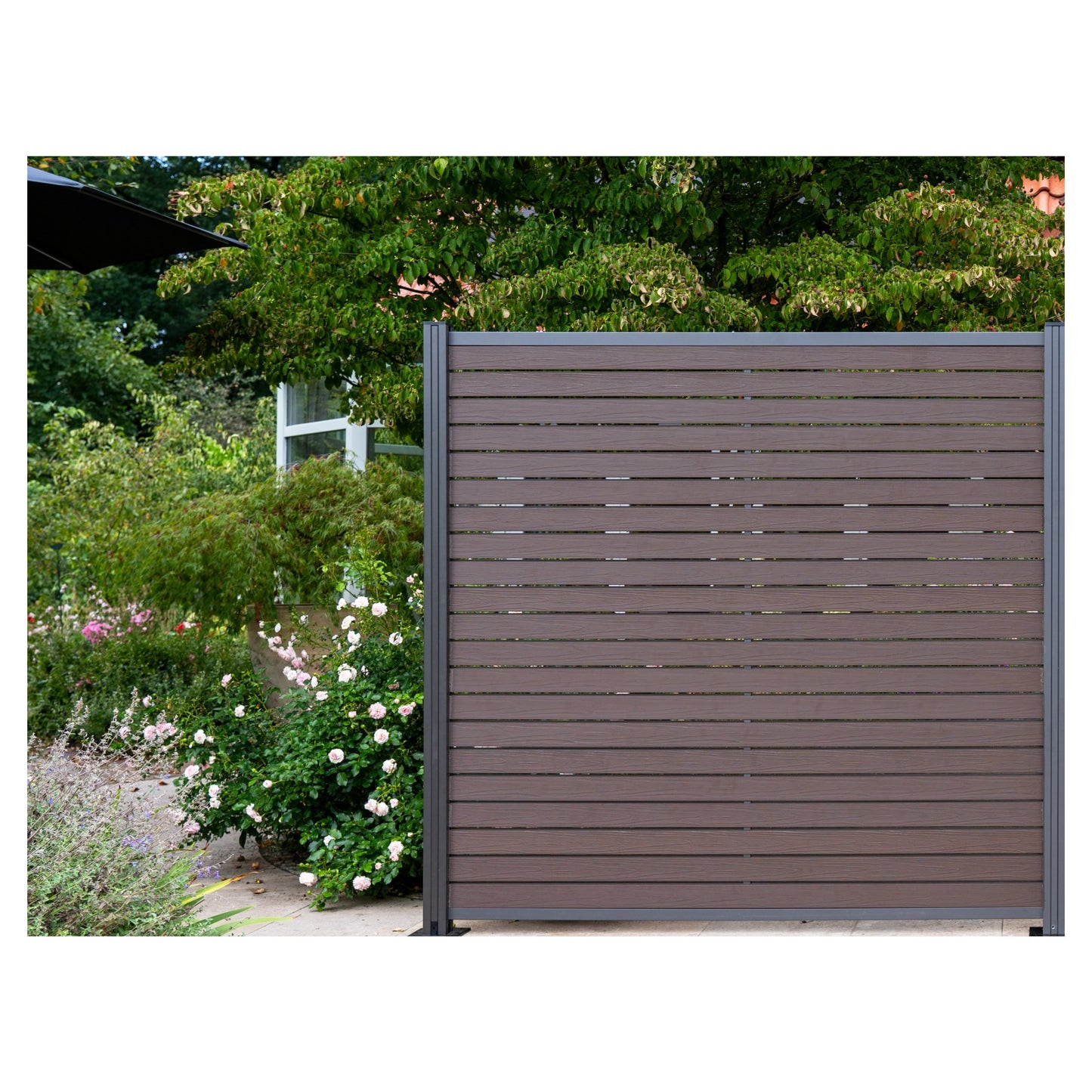 HANÖ-Serie SCHOKO Holzstruktur 21 Lamellen 20 x 75/68 x 1793 mm BPC-Rhombus-Steckzaun