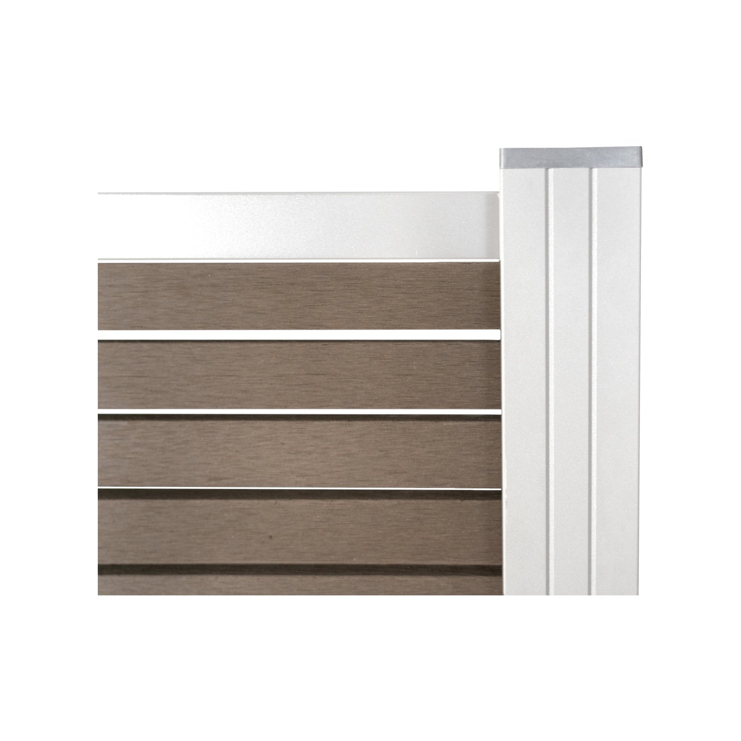 HÖRVIG-Serie BPC-Steckzaun 180 x 180 cm, SCHOKOBRAUN inkl. Start-& Abschluss SILBER