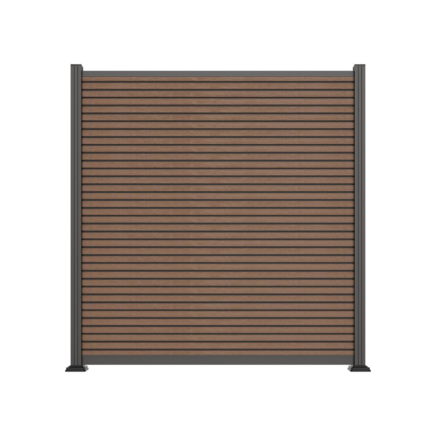 WAREN-Serie, WPC-Steckzaun-Set ca. 175 x 180 cm, TEAK/ANTHRAZIT, coextrudiert Abschlussleiste und Clips separat in silber oder anthrazit