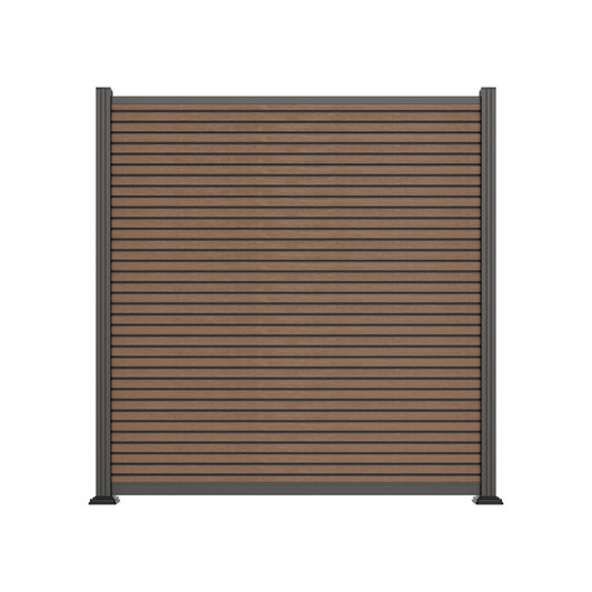 WAREN-Serie, WPC-Steckzaun-Set ca. 175 x 180 cm, TEAK/ANTHRAZIT, coextrudiert Abschlussleiste und Clips separat in silber oder anthrazit