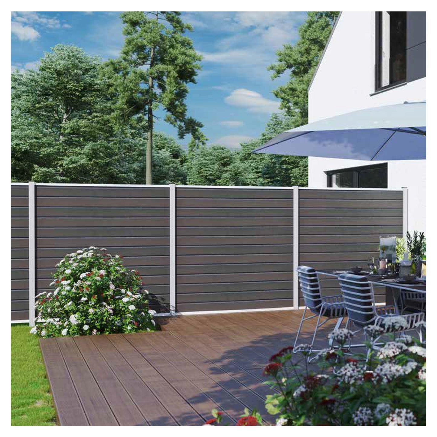 WOLLBACH-Serie, WPC-Steckzaun-Set ca. 175 x 180 cm, GRAU