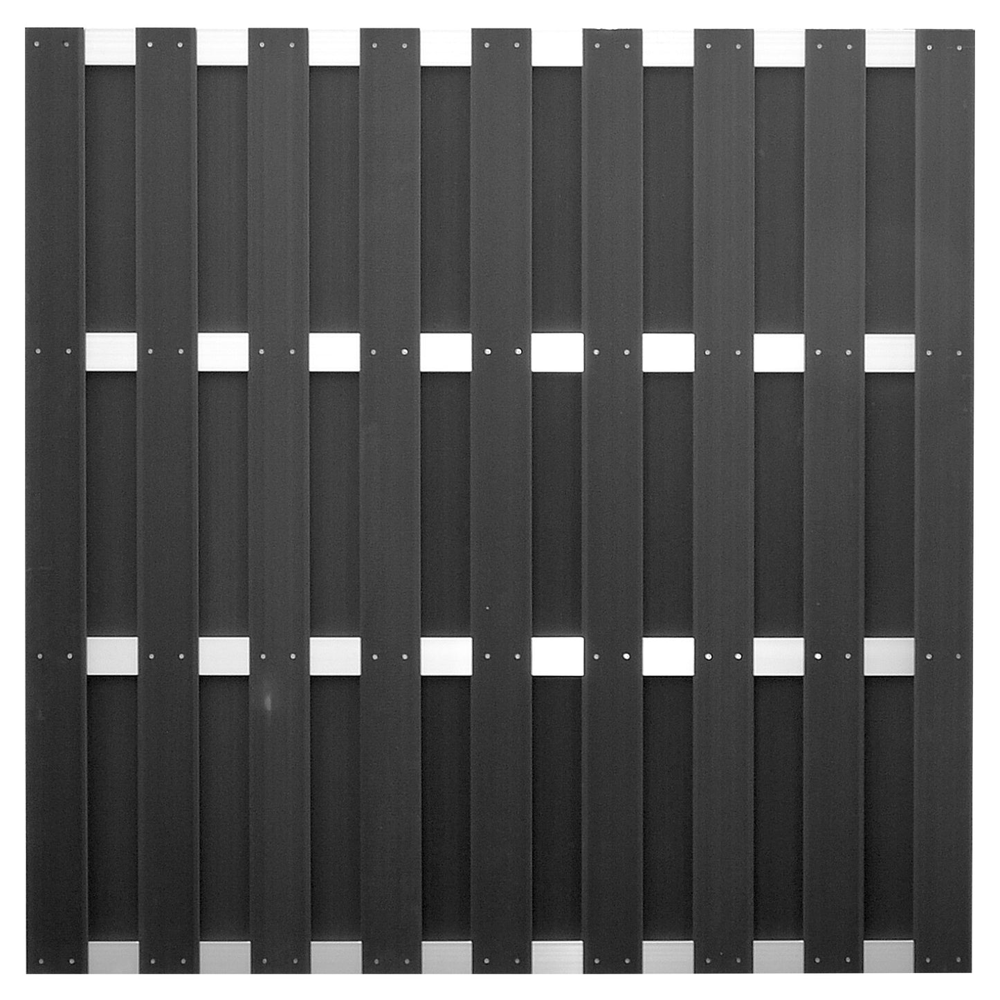 ELDENA-Serie ANTHRAZIT
180 x 180 cm, WPC-Bretterzaun
4 Querriegel ALU hell eloxiert