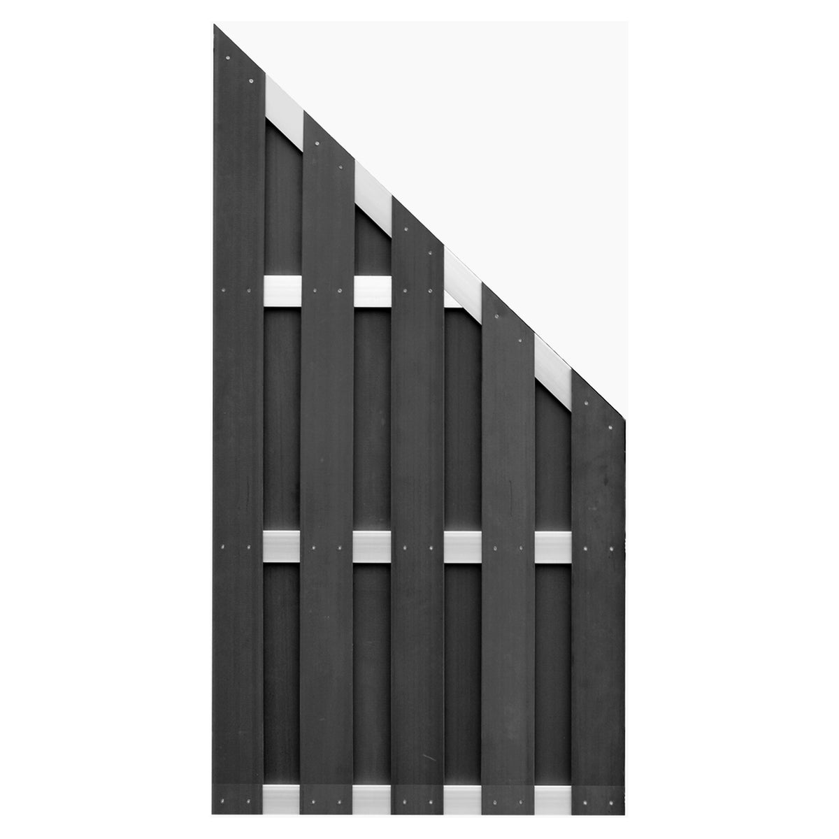 ELDENA-Serie-Ecke ANTHRAZIT
90 x 180/90 cm, WPC-Bretterzaun
4 Querriegel ALU hell eloxiert