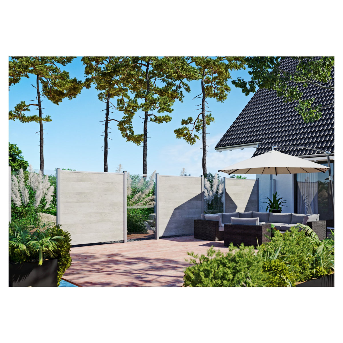 TJÖRN-Serie WPC-Steckzaunsystem
Glasfüllung, 6 x 206 x 1793 mm
SILBER