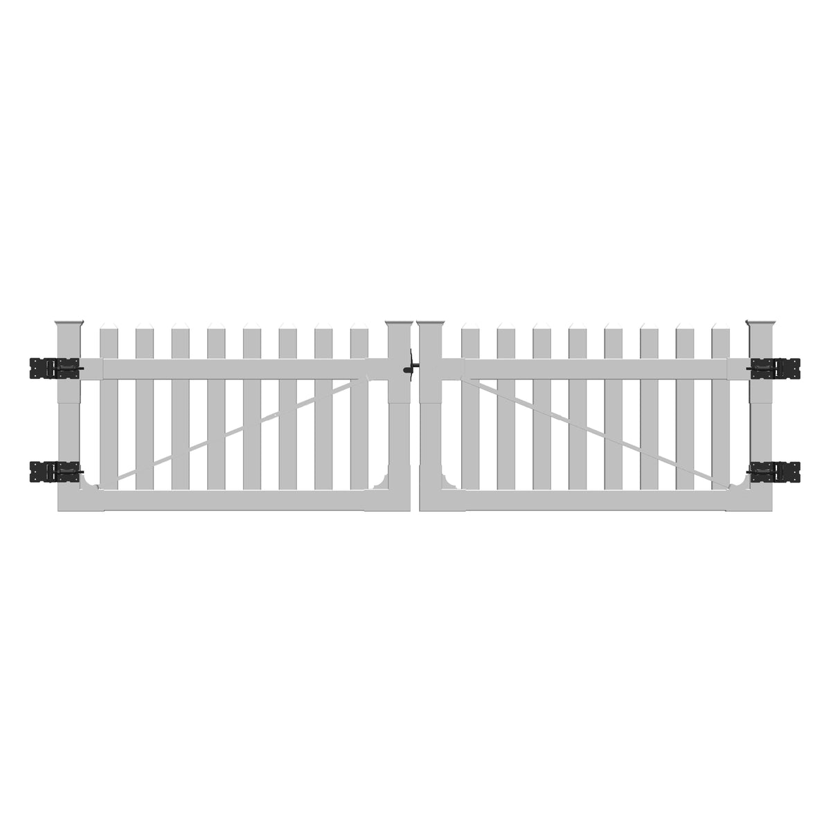 ALASKA-Serie Gartenzaun Tor 
Doppeltor gerade Ausführung 300 x 80 cm, ohne Pfosten
PVC weiß, DIY-System, inkl. schwarzer Beschläge, kartonverpackt