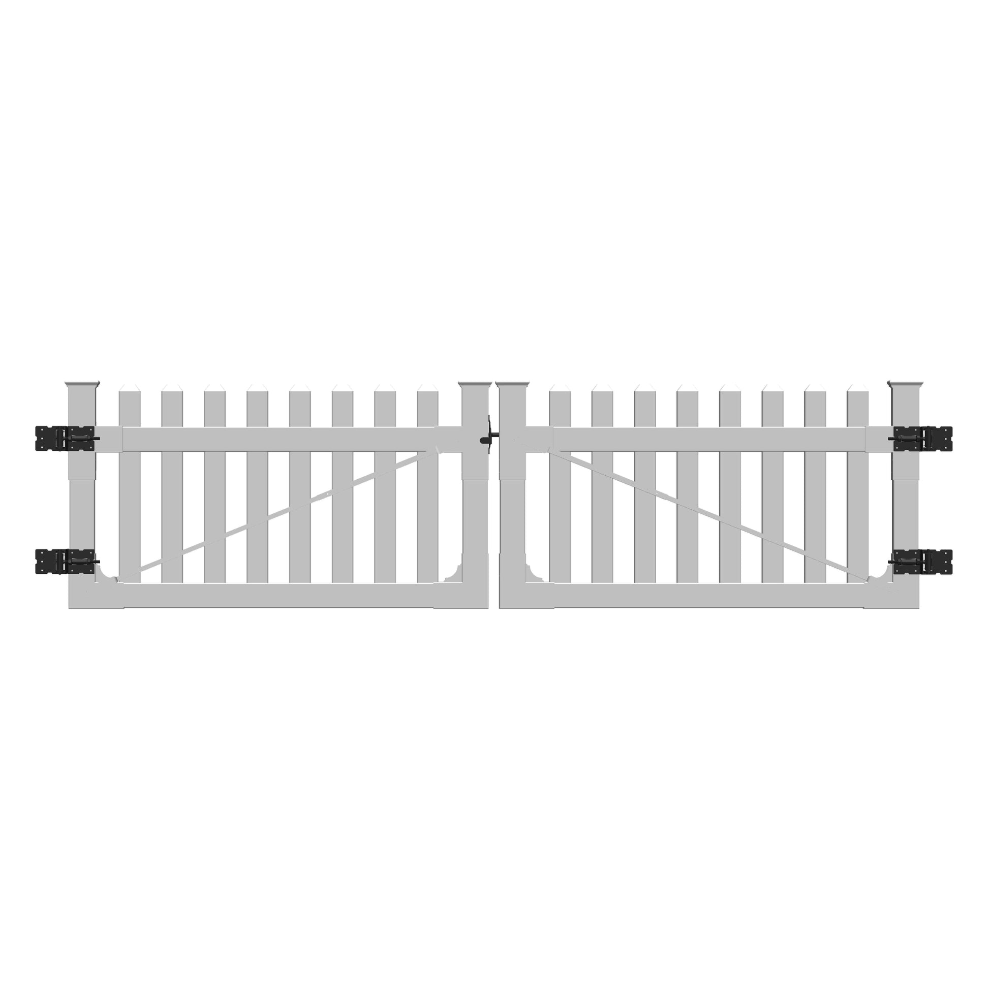 ALASKA-Serie Gartenzaun Tor 
Doppeltor gerade Ausführung 300 x 80 cm, ohne Pfosten
PVC weiß, DIY-System, inkl. schwarzer Beschläge, kartonverpackt