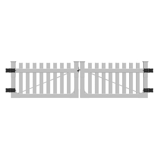 ALASKA-Serie Gartenzaun Tor 
Doppeltor gerade Ausführung 300 x 80 cm, ohne Pfosten
PVC weiß, DIY-System, inkl. schwarzer Beschläge, kartonverpackt