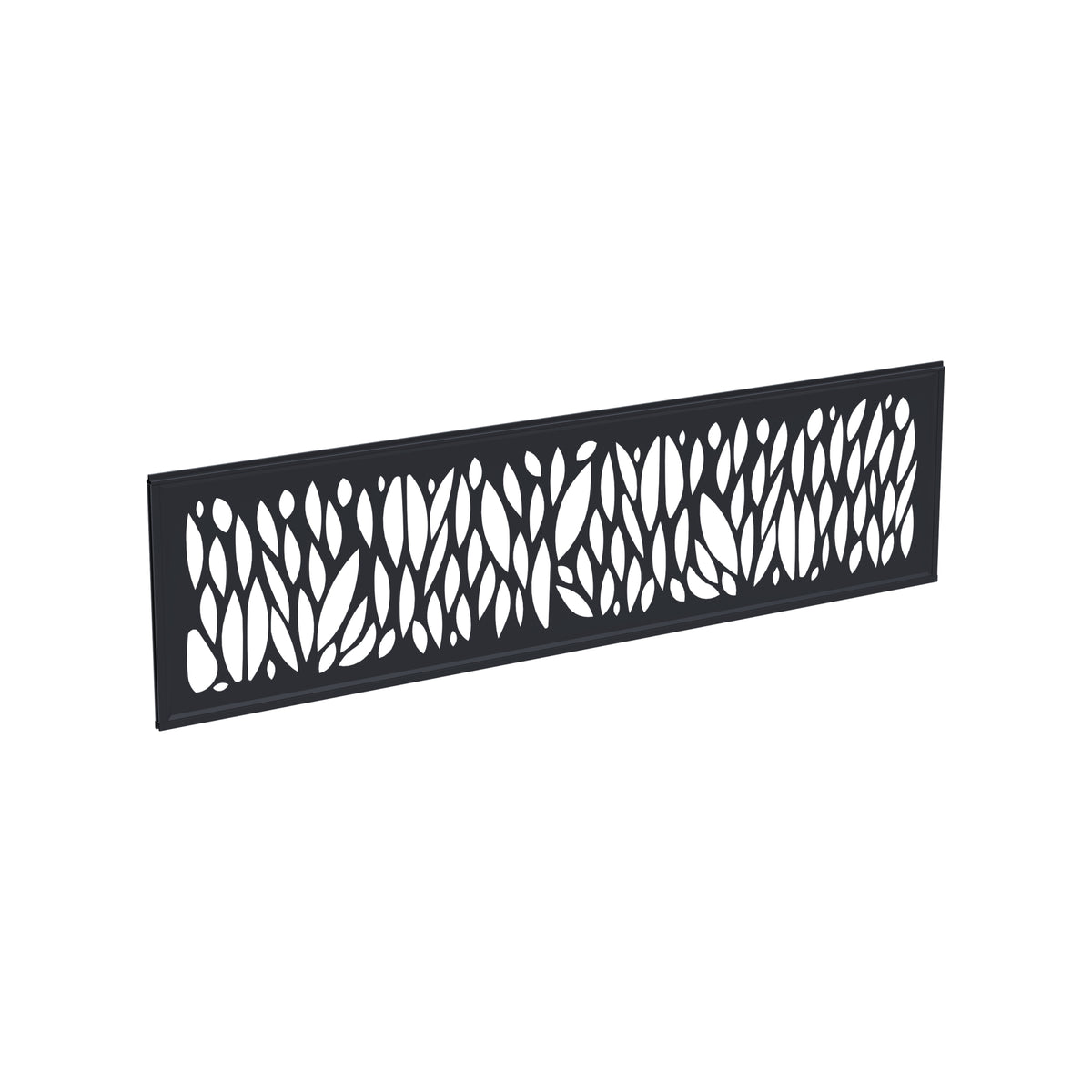 Alu-Design-Einsatz Dekor Blatt
anthrazit, 1790 x 300 x 20 mm
inkl. Start-Abschlussschiene
für Nut-/Feder-WPC-Bretter