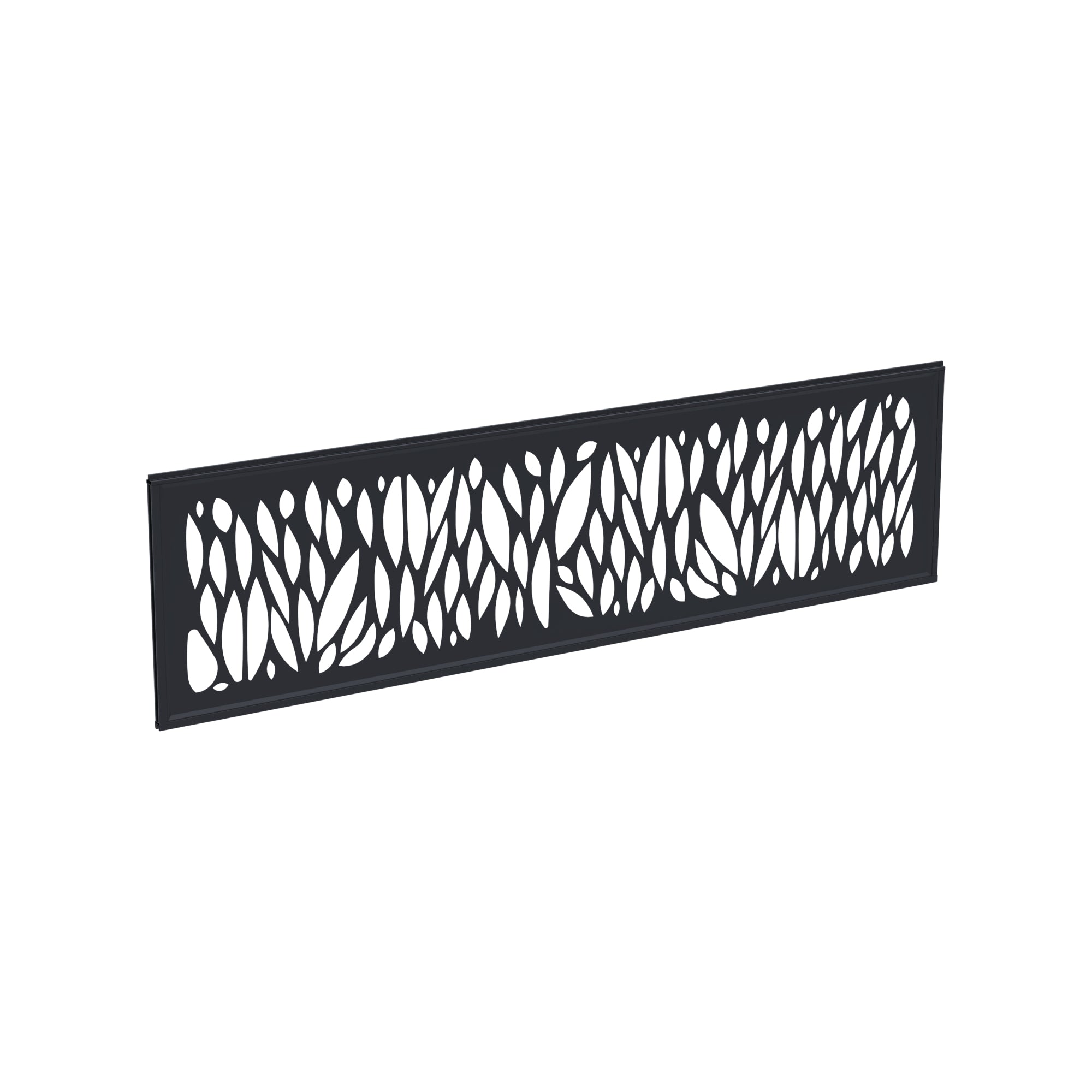 Alu-Design-Einsatz Dekor Blatt
anthrazit, 1790 x 300 x 20 mm
inkl. Start-Abschlussschiene
für Nut-/Feder-WPC-Bretter