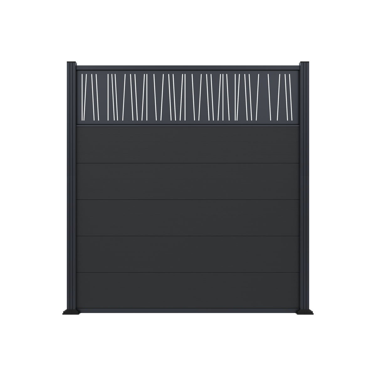 Alu-Design-Einsatz Dekor Streifen
anthrazit, 1790 x 300 x 20 mm
inkl. Start-Abschlussschiene
für Nut-/Feder-WPC-Bretter