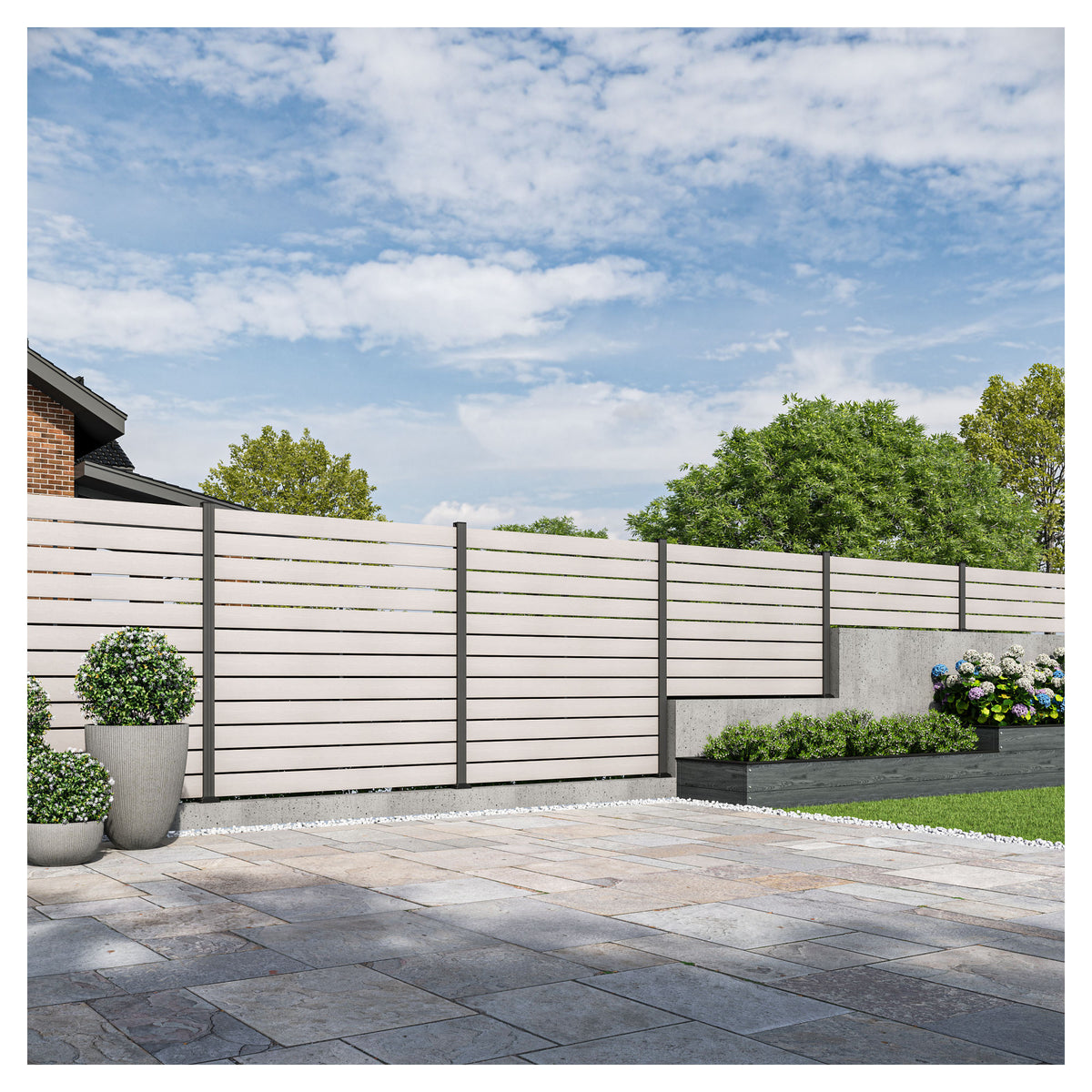 HEIDE-Serie WPC-Steckzaunsystem 177 x 60 cm; coextrudiert Farbe beige