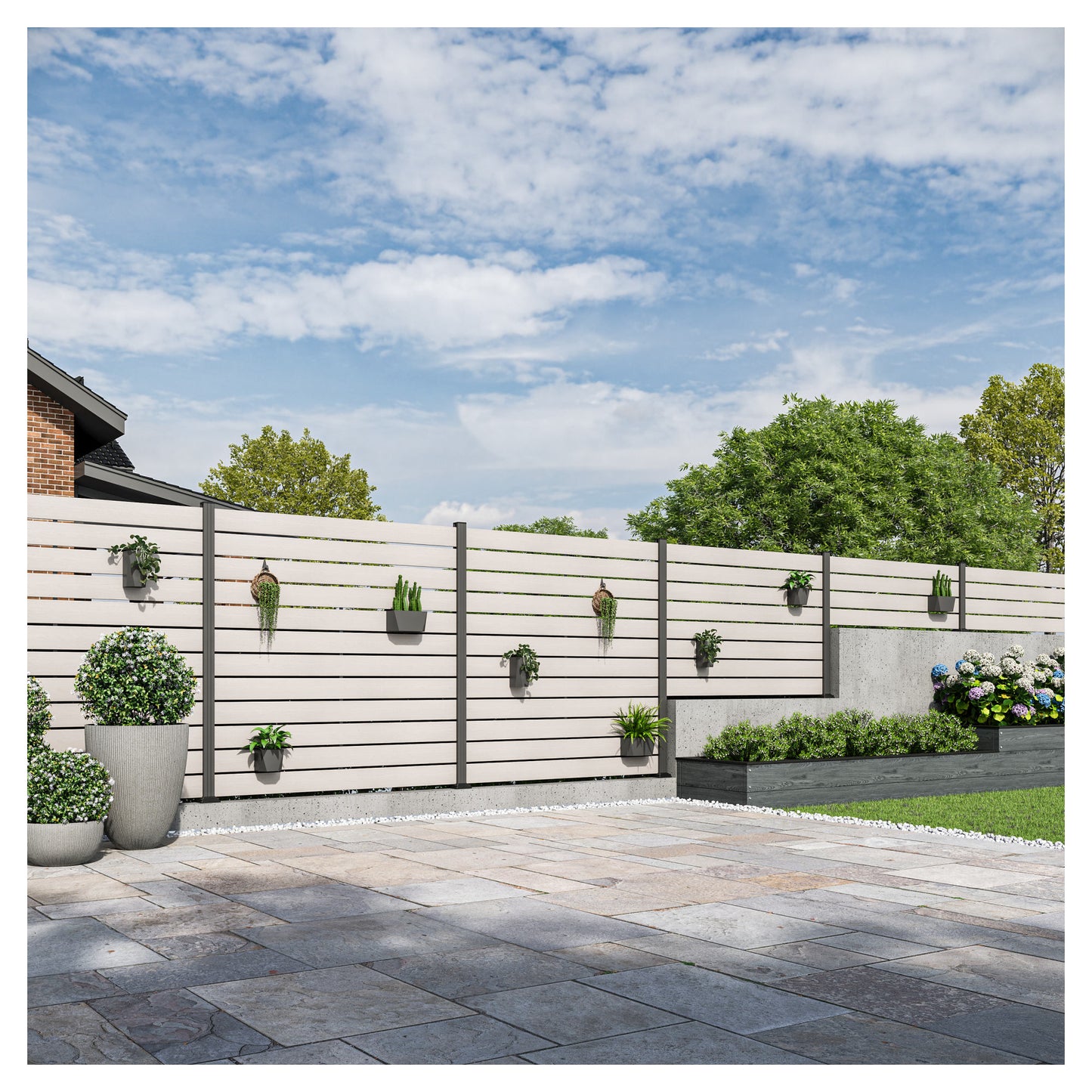 HEIDE-Serie WPC-Steckzaunsystem 177 x 60 cm; coextrudiert Farbe beige