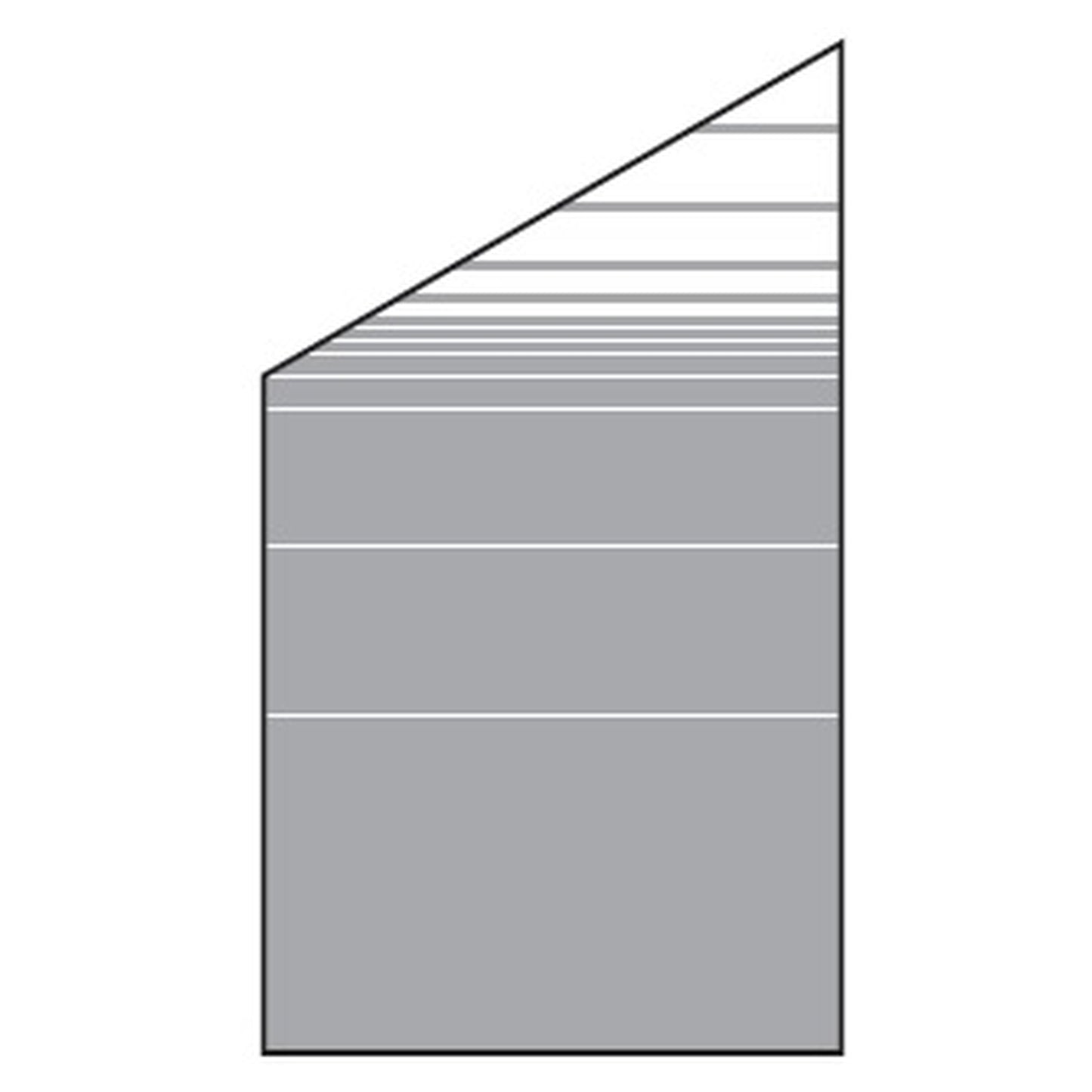 VETRO Glasscheibe ECKE links
B 1030 x H 1200/1800 mm
Streifen-Dekor 81, satiniert
#68108