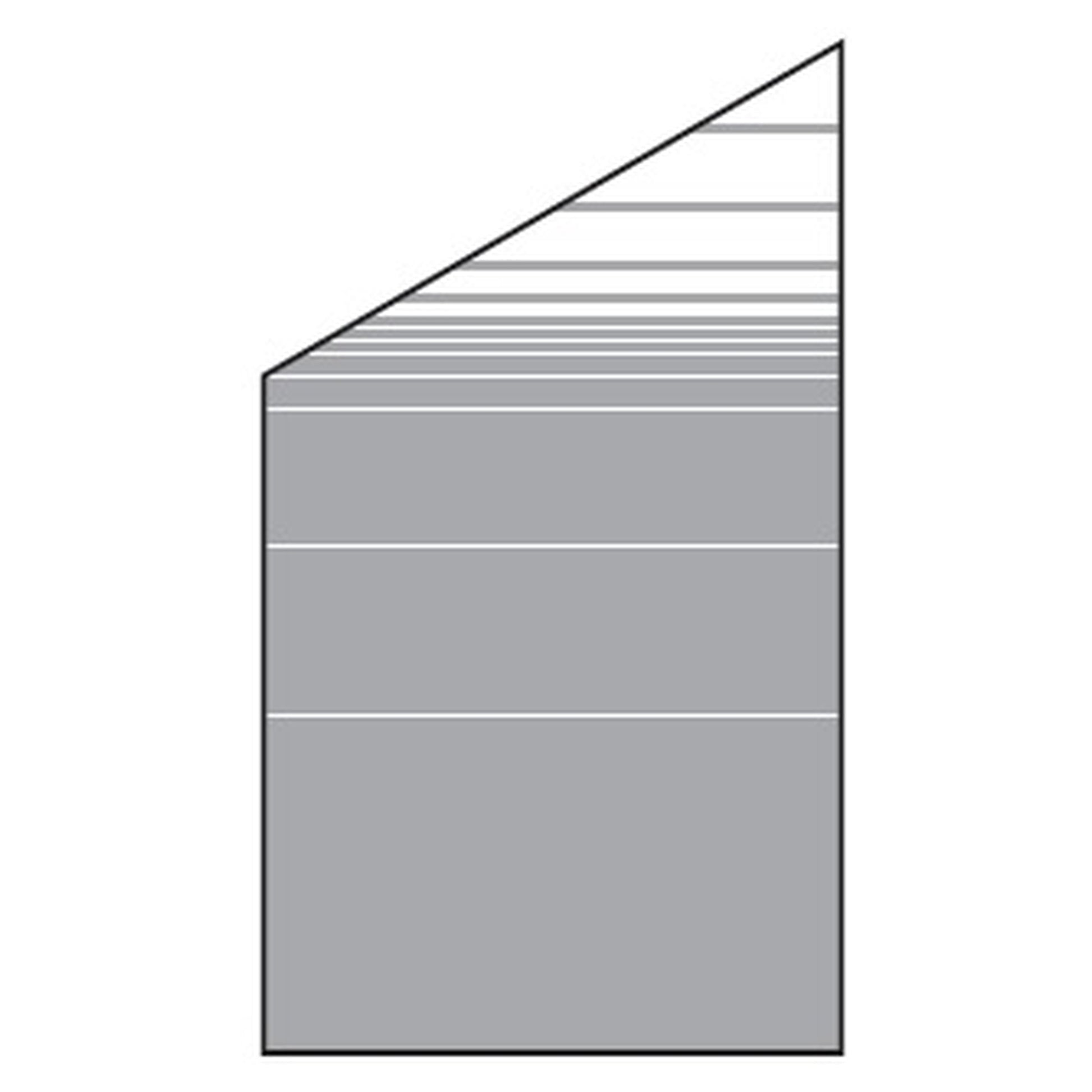 VETRO Glasscheibe ECKE links
B 1030 x H 1200/1800 mm
Streifen-Dekor 81, satiniert
#68108