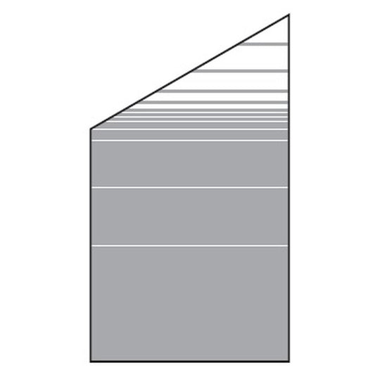 VETRO Glasscheibe ECKE links
B 1030 x H 1200/1800 mm
Streifen-Dekor 81, satiniert
#68108