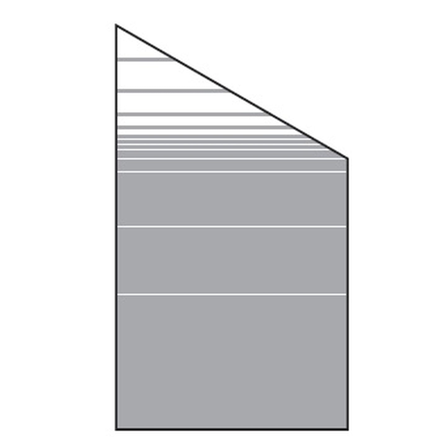 VETRO Glasscheibe ECKE rechts
B 1030 x H 1800/1200 mm
Streifen-Dekor 81, satiniert
#68109