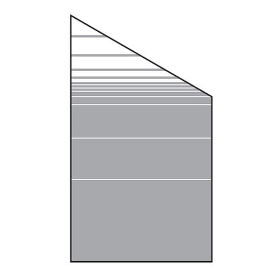 VETRO Glasscheibe ECKE rechts
B 1030 x H 1800/1200 mm
Streifen-Dekor 81, satiniert
#68109
