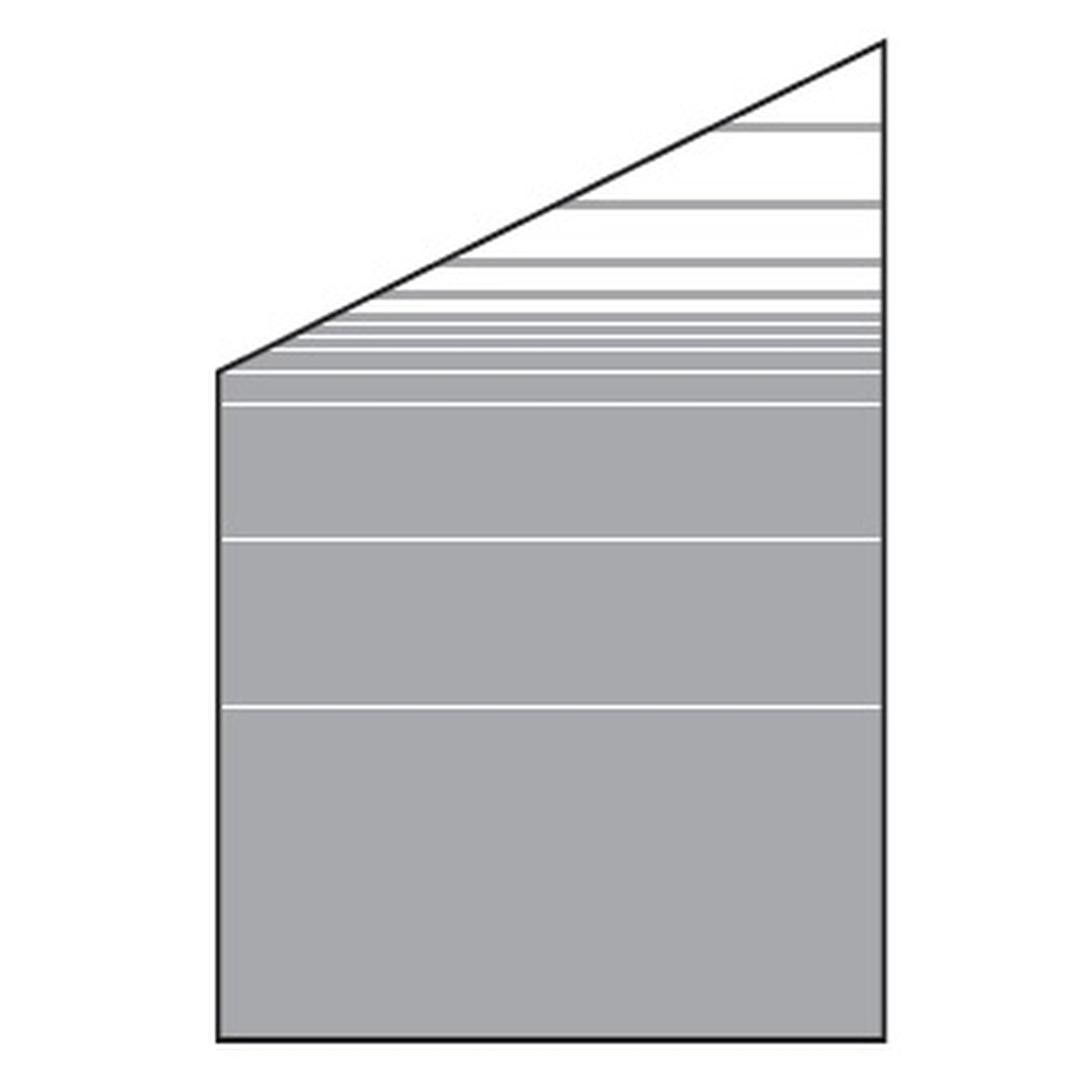 VETRO Glasscheibe ECKE links
B 1200 x H 1200/1800 mm
Streifen-Dekor 81, satiniert
#68110