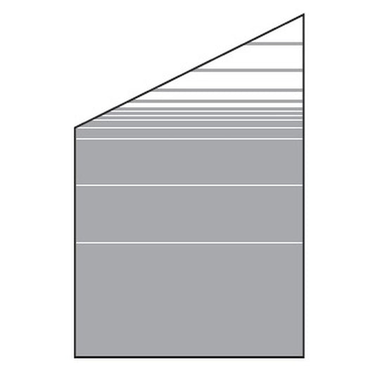 VETRO Glasscheibe ECKE links
B 1200 x H 1200/1800 mm
Streifen-Dekor 81, satiniert
#68110