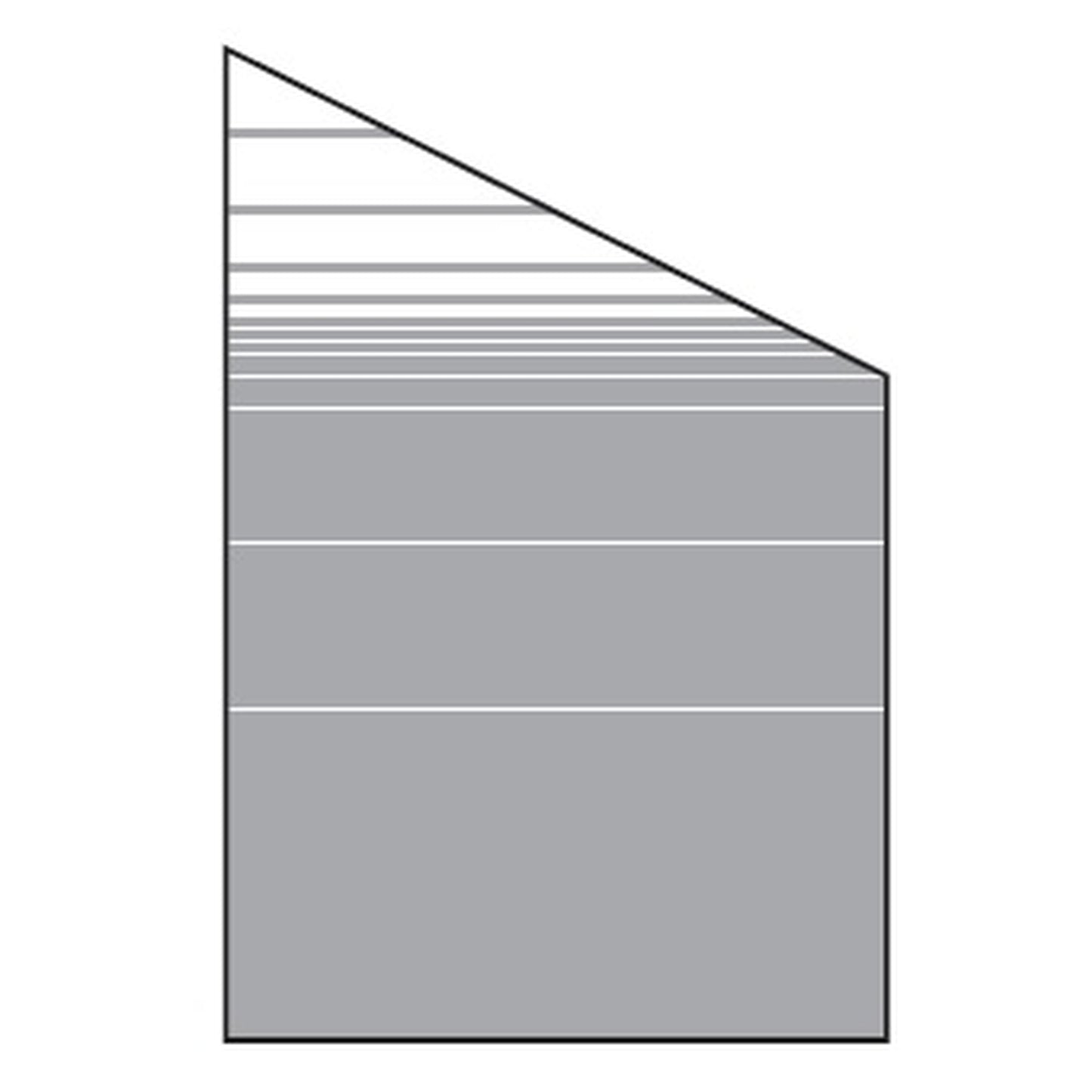 VETRO Glasscheibe ECKE rechts
B 1200 x H 1800/1200 mm
Streifen-Dekor 81, satiniert
#68111
