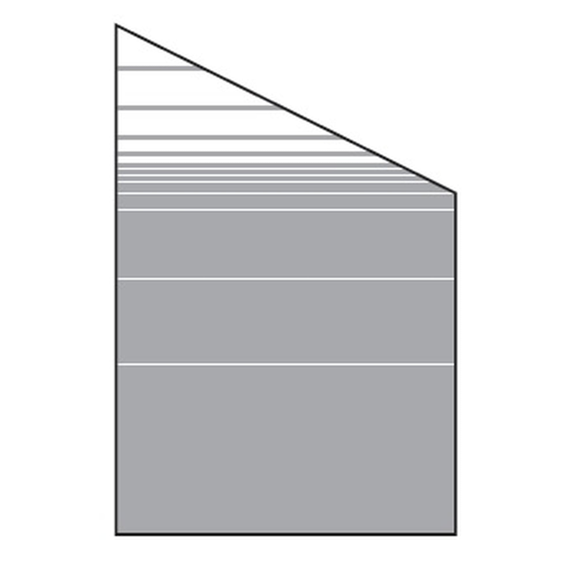 VETRO Glasscheibe ECKE rechts
B 1200 x H 1800/1200 mm
Streifen-Dekor 81, satiniert
#68111