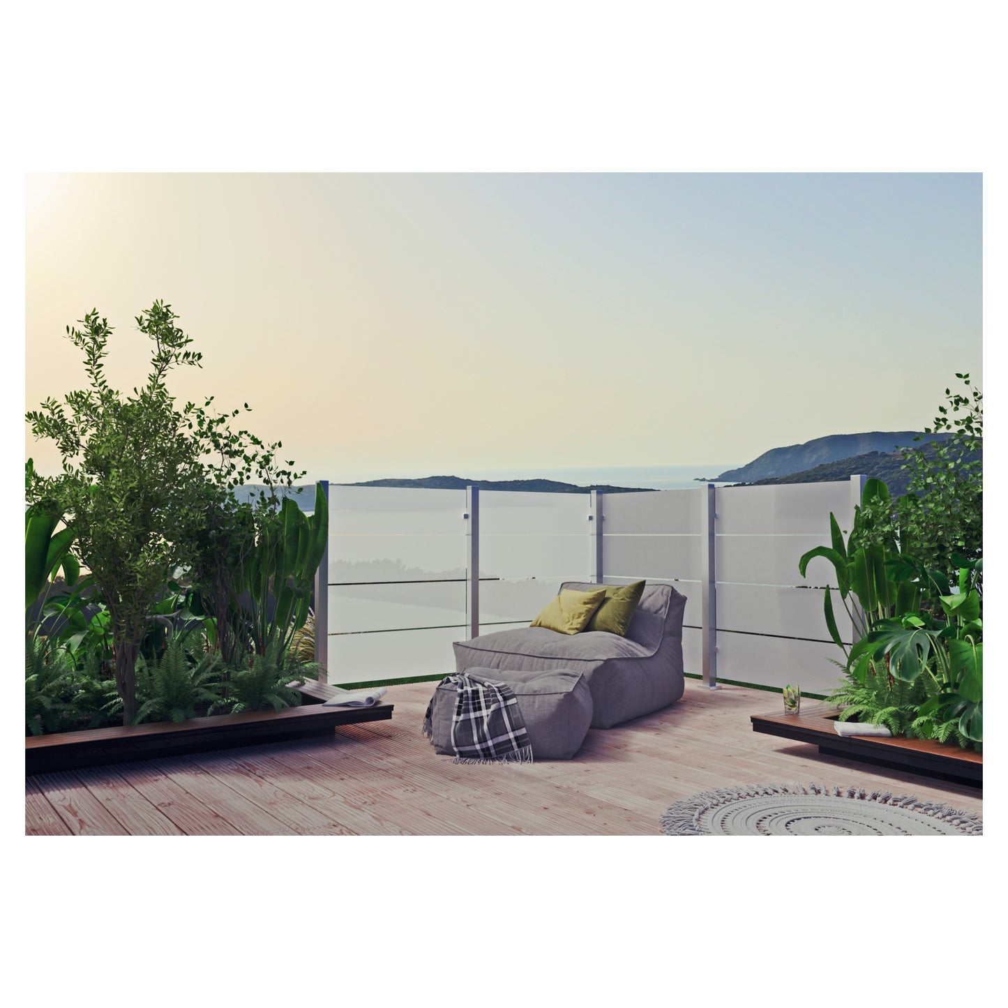 VETRO Glasscheibe ECKE rechts
B 1030 x H 1800/1200 mm
Streifen-Dekor 82, satiniert
#68209