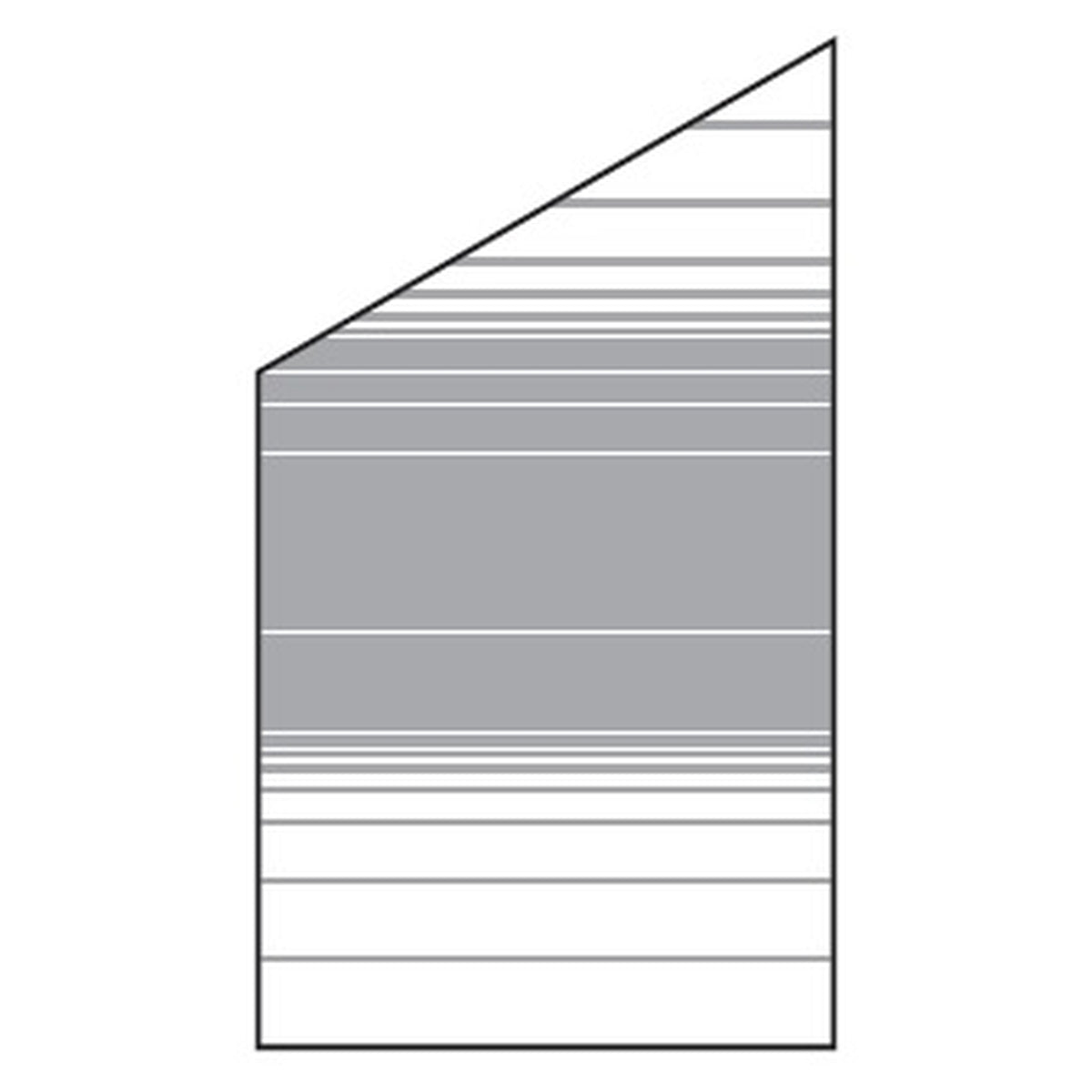 VETRO Glasscheibe ECKE links
B 1030 x H 1200/1800 mm
Streifen-Dekor 83, satiniert
#68308