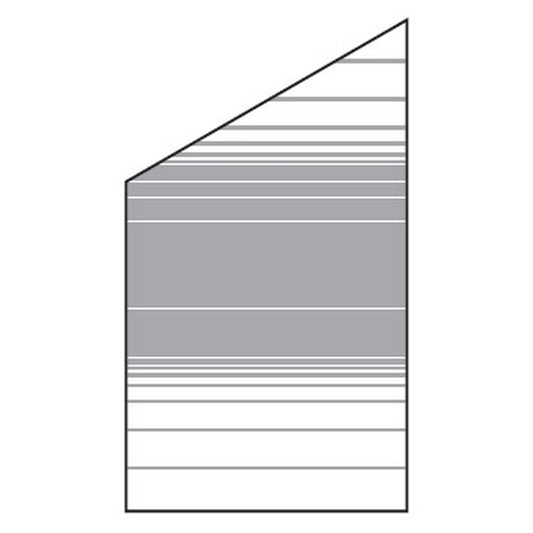 VETRO Glasscheibe ECKE links
B 1030 x H 1200/1800 mm
Streifen-Dekor 83, satiniert
#68308