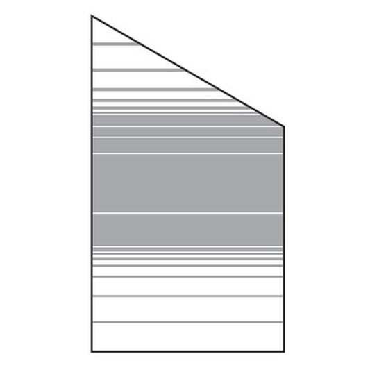 VETRO Glasscheibe ECKE rechts
B 1030 x H 1800/1200 mm
Streifen-Dekor 83, satiniert
#68309