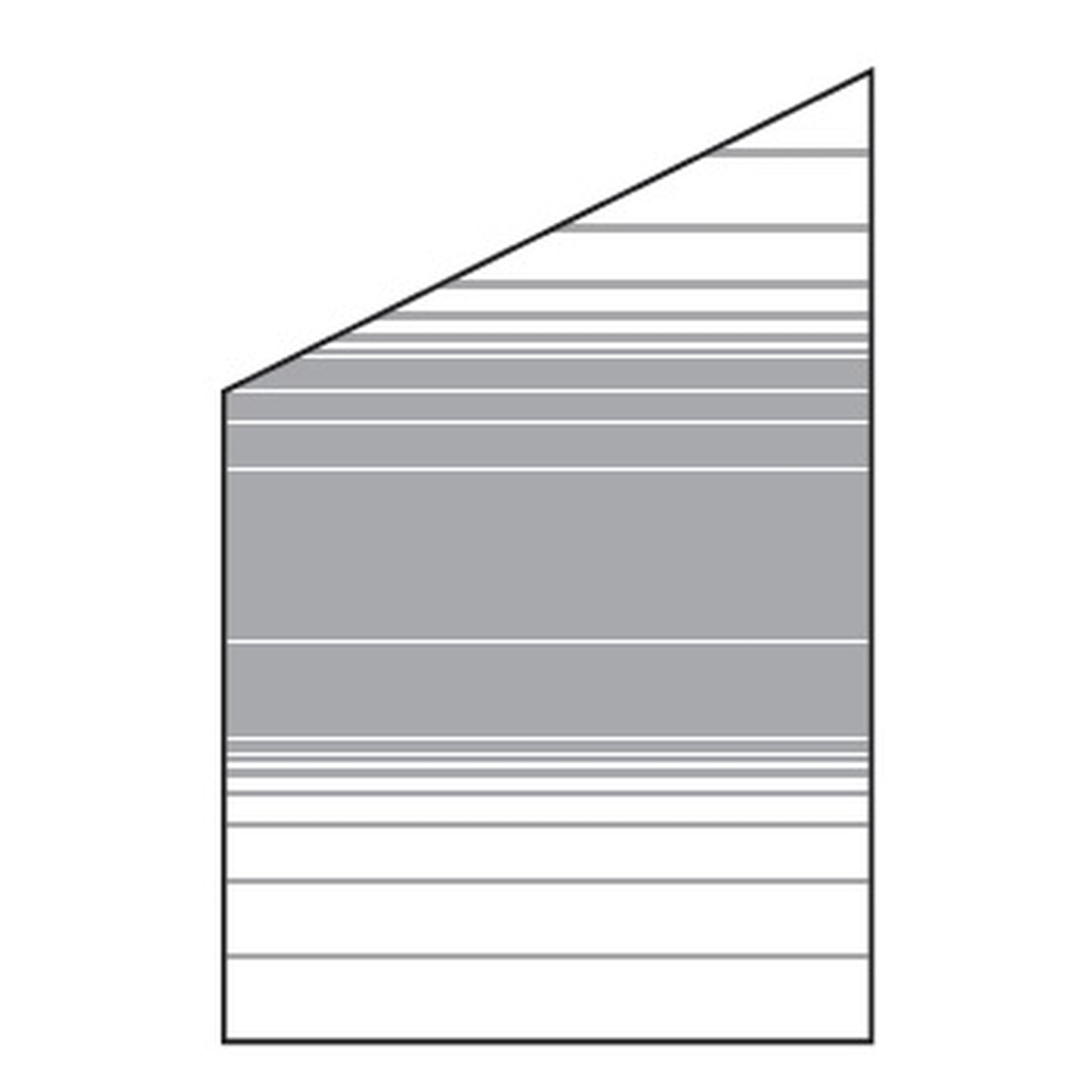 VETRO Glasscheibe ECKE links
B 1200 x H 1200/1800 mm
Streifen-Dekor 83, satiniert
#68310