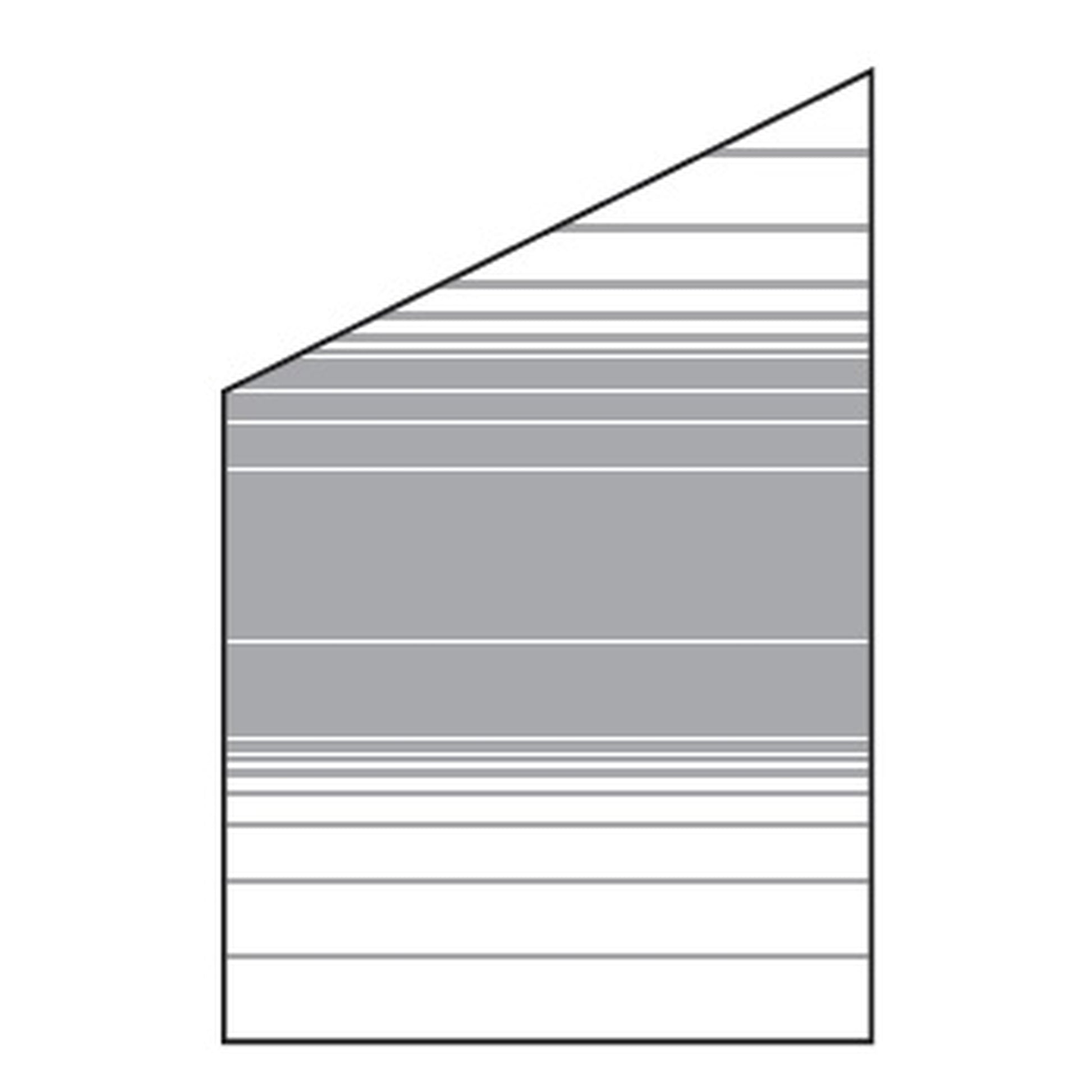 VETRO Glasscheibe ECKE links
B 1200 x H 1200/1800 mm
Streifen-Dekor 83, satiniert
#68310