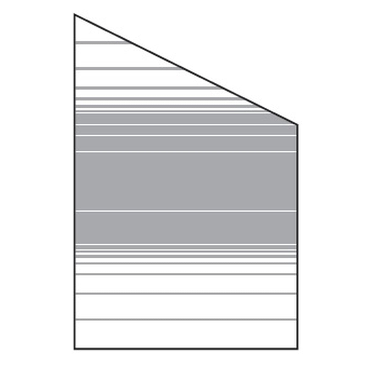 VETRO Glasscheibe ECKE rechts
B 1200 x H 1800/1200 mm
Streifen-Dekor 83, satiniert
#68311